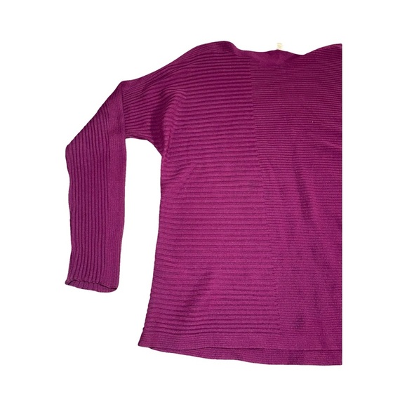 Eileen Fisher Womens Sz L Ribbed Purple Oversized Sustainable Silk Sweater, EUC - Picture 5 of 6
